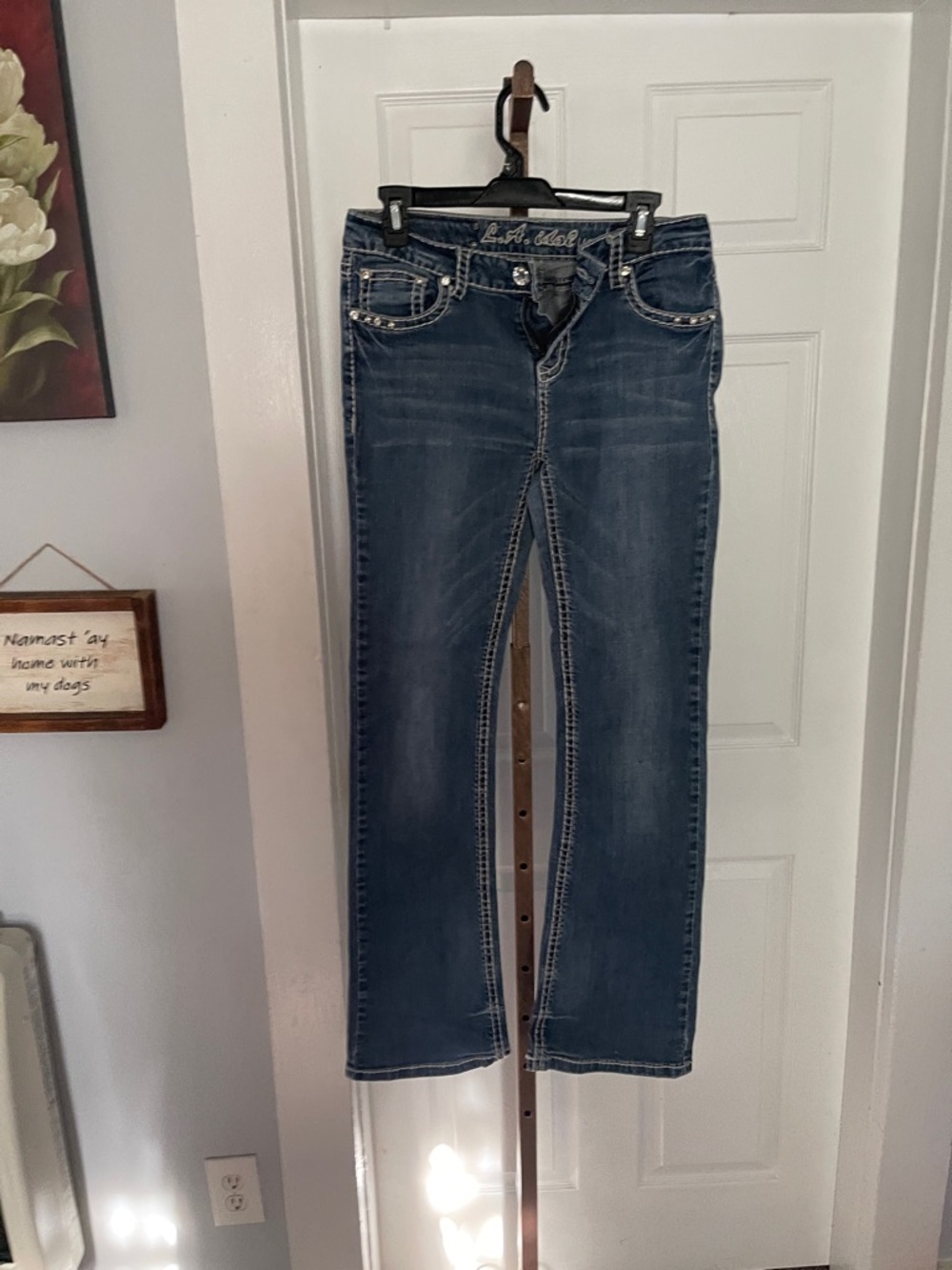 L.A. Idol Women's Bootcut Jeans in Dark Blue Wash